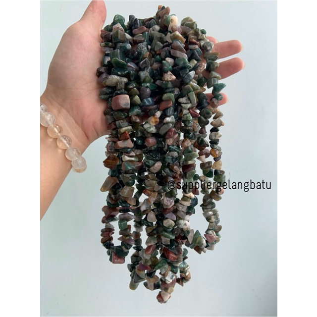 KERIKIL BESAR Batu alam indian agate bloodstone 2cm india hijau mix