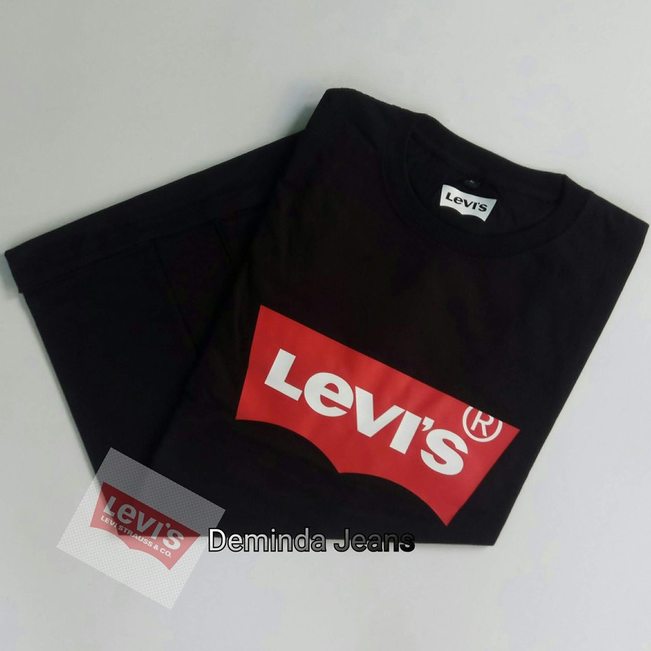 Kaos Pendek Oblong Pria Wanita Hitam Logo Levi Size M LXL XXL Model Terbaru 2023