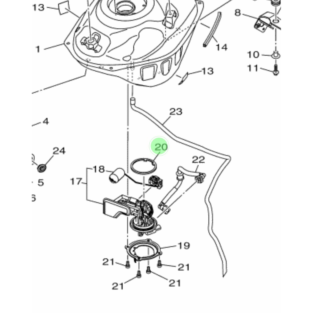 KARET SEAL FUEL PUMP FUELPUMP POMPA TANGKI BENSIN MIO J SOUL GT FINO FI XRIDE X RIDE 115 ORIGINAL YGP 54P-F414G-10