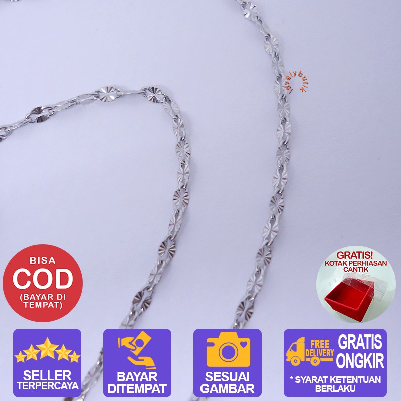 Lovelybutik - Kalung Titanium Anti Karat Selamanya Jump Dolphin Kalung Wanita Titanium ukuran 45 cm BONUS KOTAK PERHIASAN