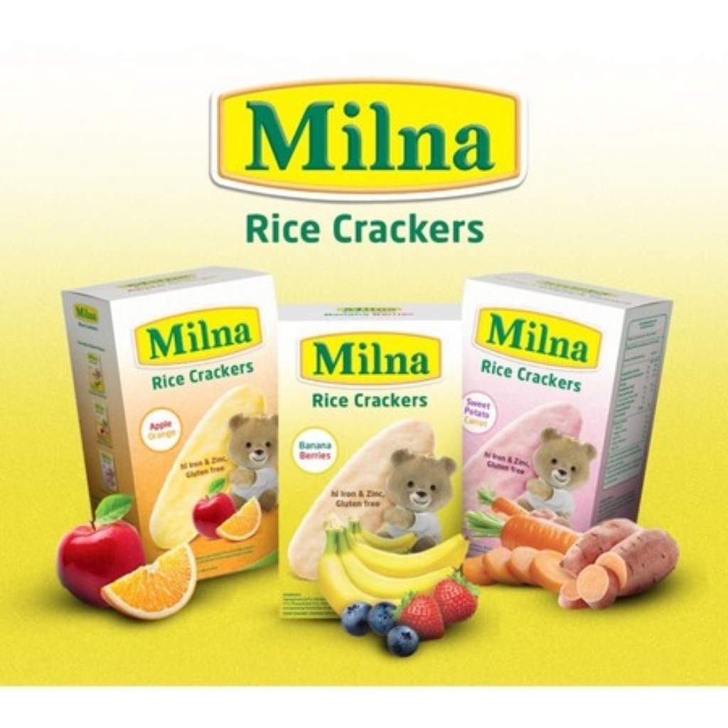 

Milna Rice Crakcres Snack Bayi 20gr( isi 5 sachet ) 6bln+