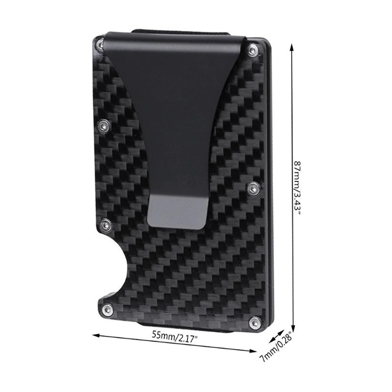 Dompet Kartu Slim Carbon Fiber Card Clip Holder Purse - Black