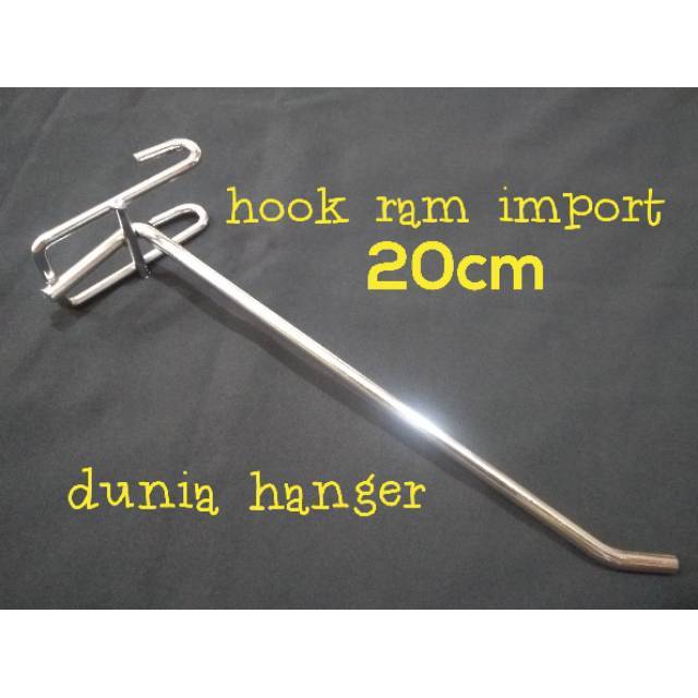 Hook RAM BESI KROM 20cm gantungan aksesoris impor