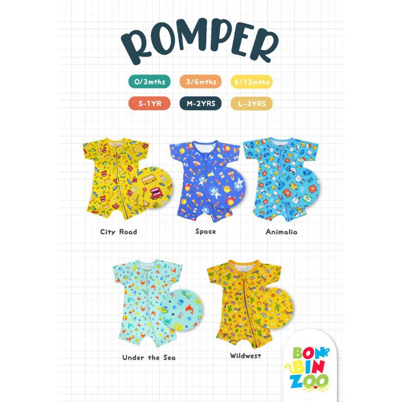 BONBINZOO Romper SNI Bayi size 0-3/ 3-6/ 6-12 Bulan bon bin zoo