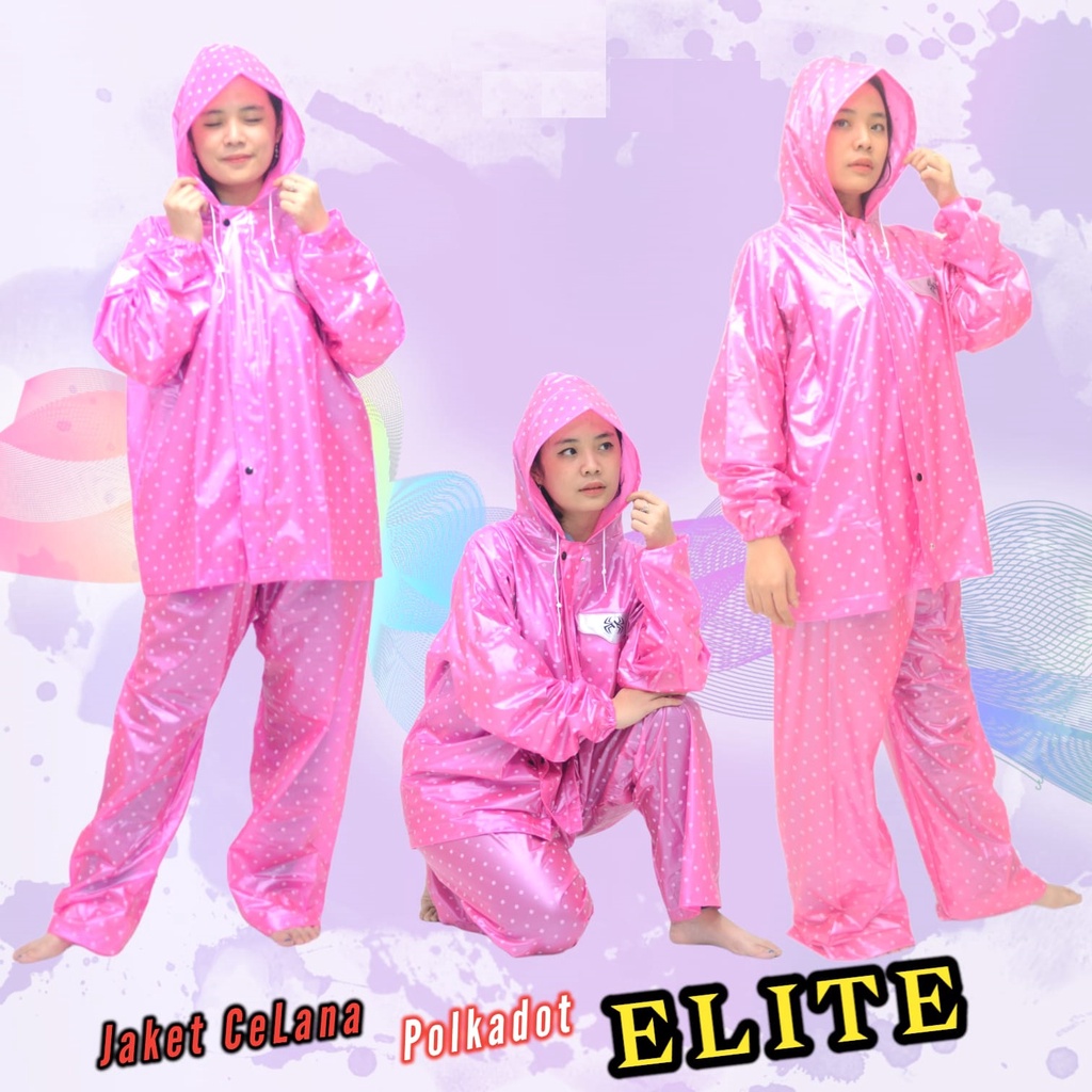 Jas Hujan Wanita Polkadot Setelan Jaket Celana Elite Polkadot Spin Terbaru Pop Dot