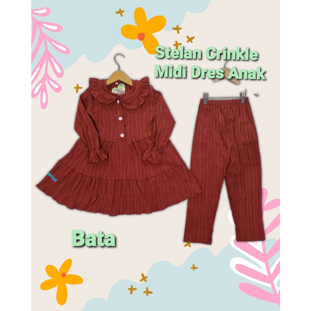 Setelan Anak Perempuan Crinkle Midi