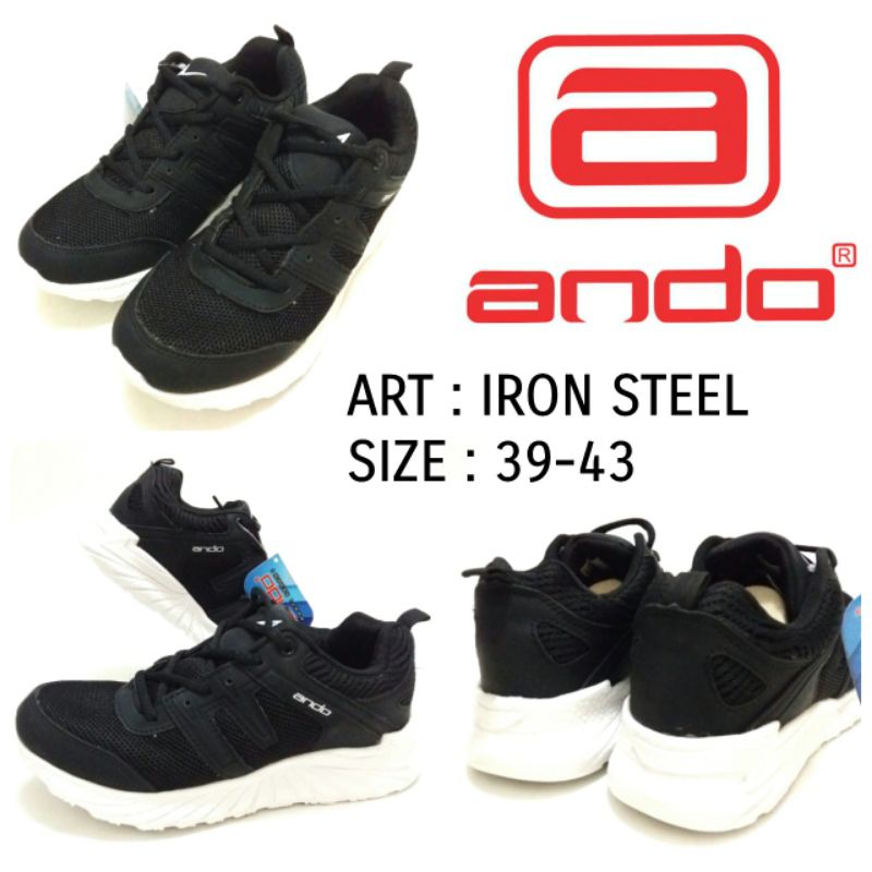 SEPATU SEKOLAH SEPATU TALI ANAK DEWASA HITAM PUTIH ANDO IRON STEEL SIZE 39-43 HARGA TERMURAH