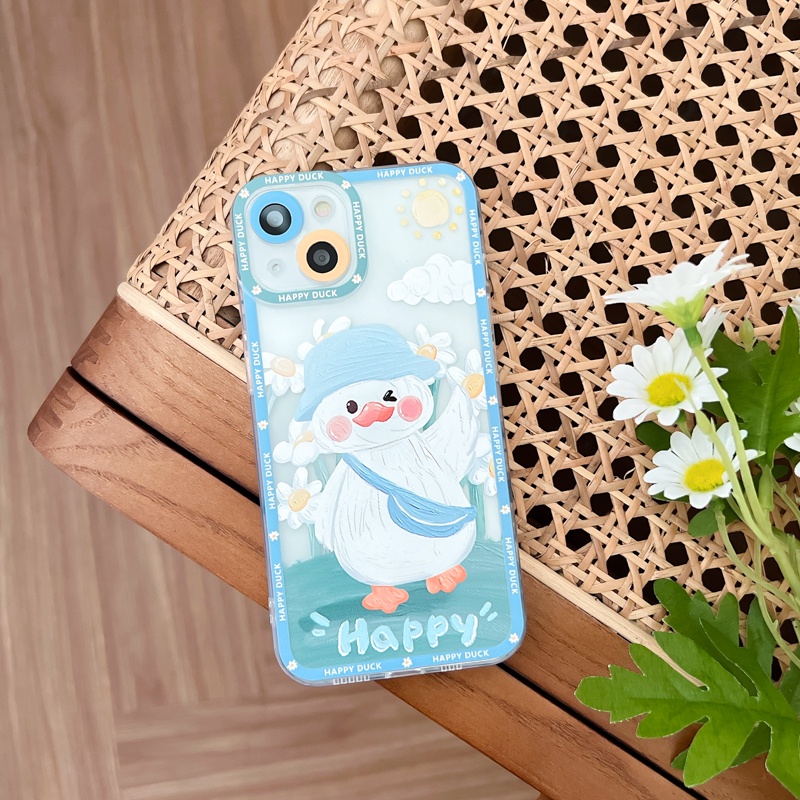 Soft Case Pelindung Lensa 13 Warna Motif Kartun Bebek Untuk iPhone 11 12 Pro MAX X XR XS MAX 7 8 Plus