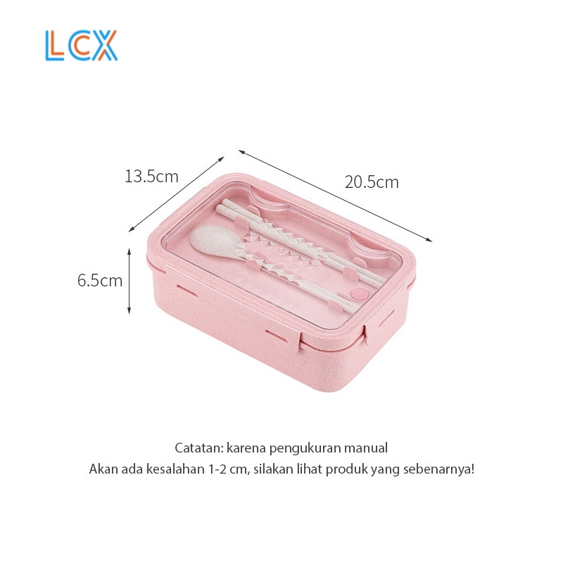 LCX Lunch Box 3 Grid Tempat Makan Dengan Dengan Kotak Sup Dan Sendok Gratis kKtak Bekal VS-55