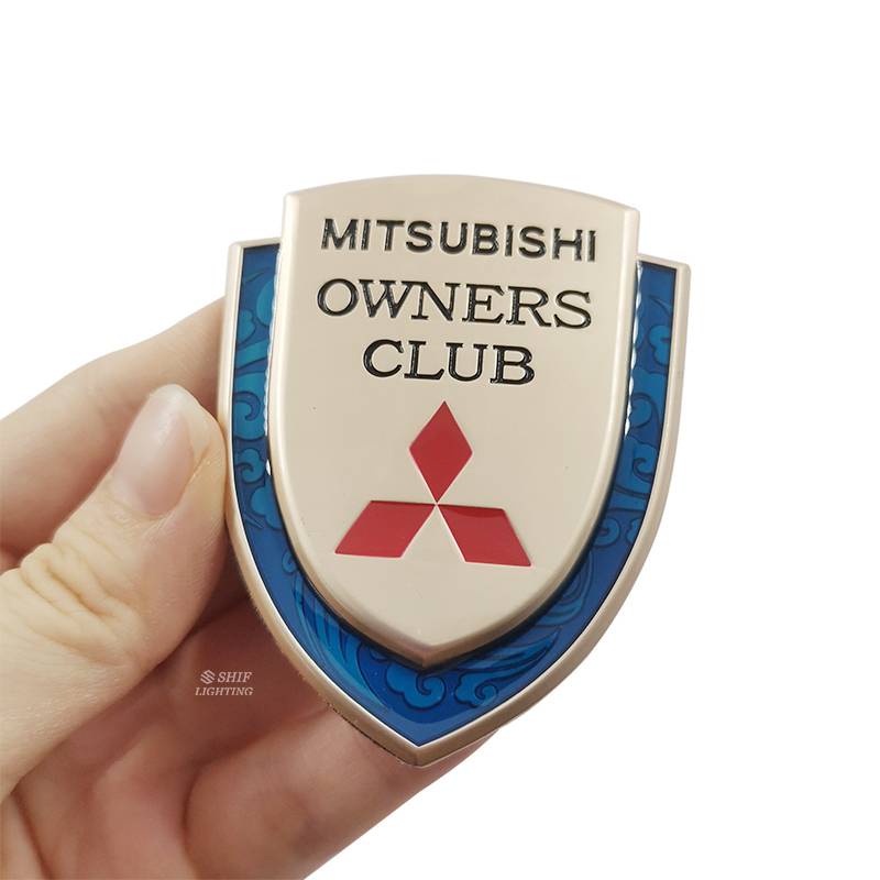 1 x Metal Mitsubishi Club Owners Auto Car Side Rear Decorative Emblem Badge Sticker Decal