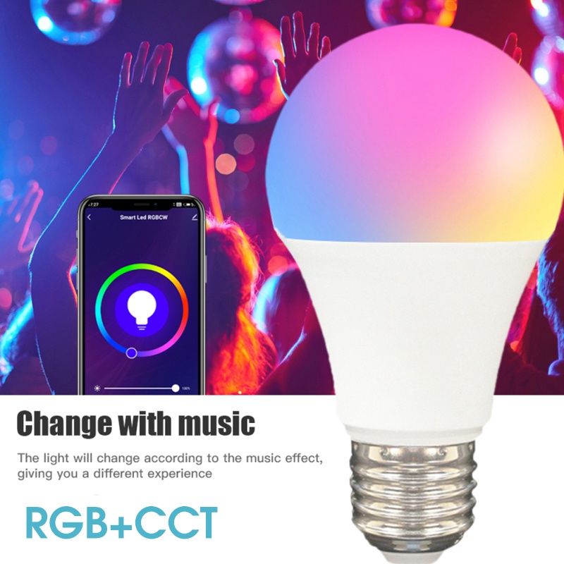 RGB+CCT Bluetooth Smart LED Bulb E27 Lampu Led Berubah Warna-warni Bulb 10W