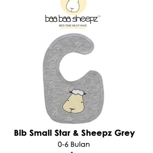 Baa Baa Sheepz Bib Celemek Bayi Small Star Sheepz Grey