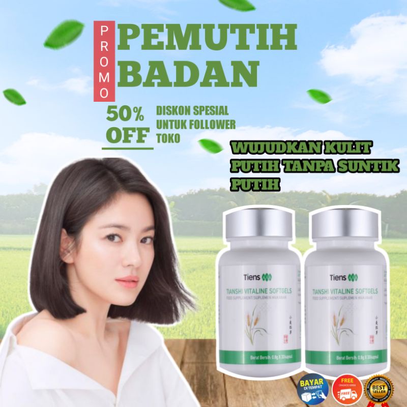 Suplemen Pemutih Badan Seluruh Tubuh Kaki Tangan Kulit Aman Permanen Halal Bpom Ampuh Vitaline