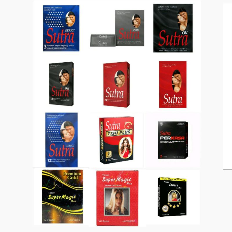 KONDOM SUTRA PLUS, OK, GERIGI, TISU PLUS, PERKASA