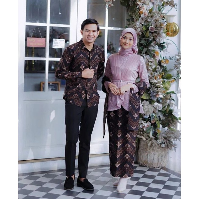 BATIK ALINA - Kebaya Batik Couple Modern Kebaya Brokat Kebaya Modern Set Kebaya Couple Kondangan