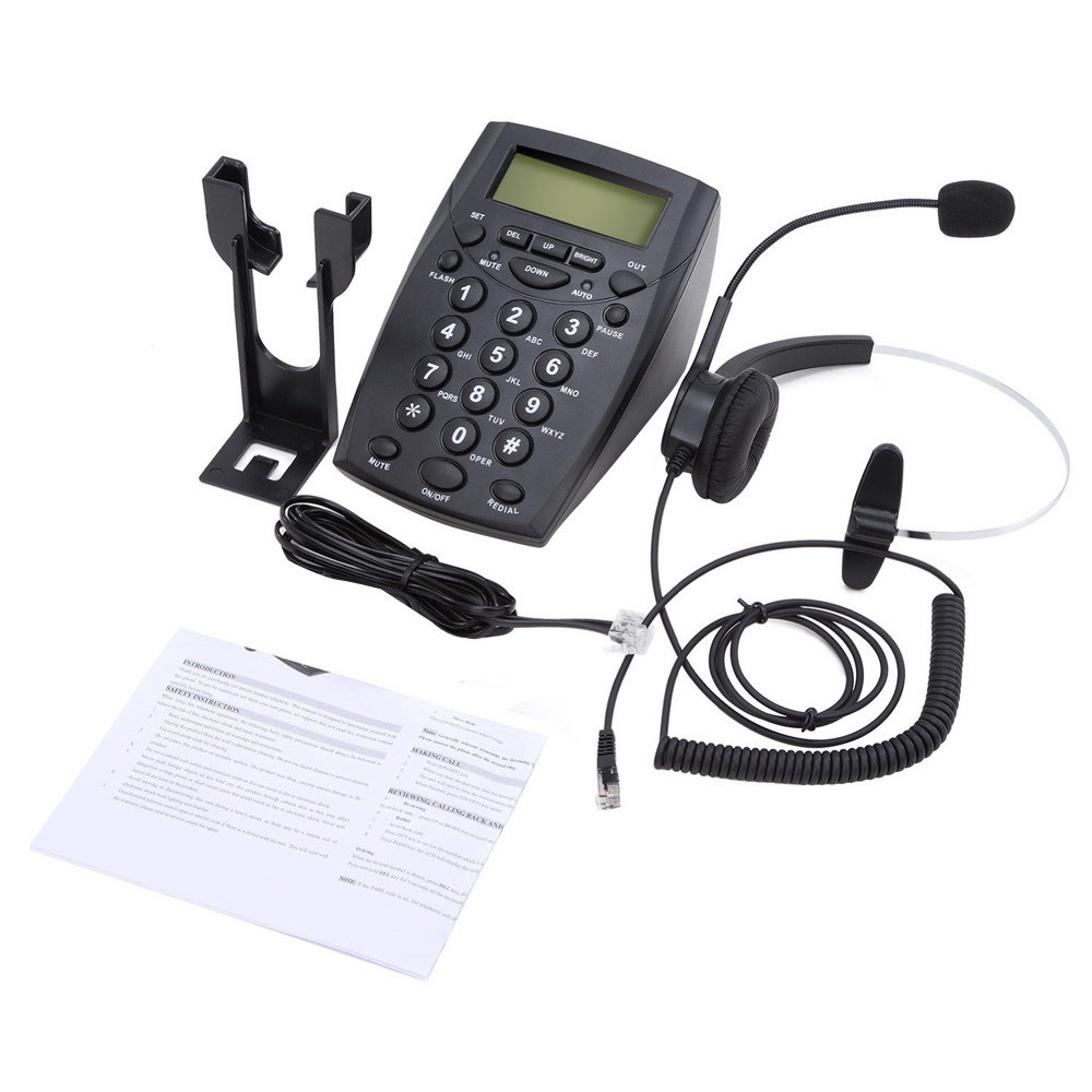 Telephone Desk HT500 with Headset Handsfree Call Center VH500 - Black