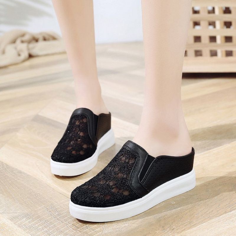 ( AMOUR )  Sepatu Wanita Wedges Brokat Import 808