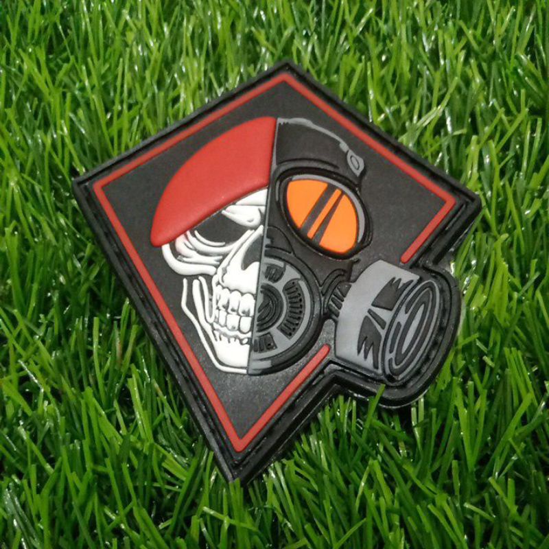 patch ruberr logo tengkorak baret merah/tempelan