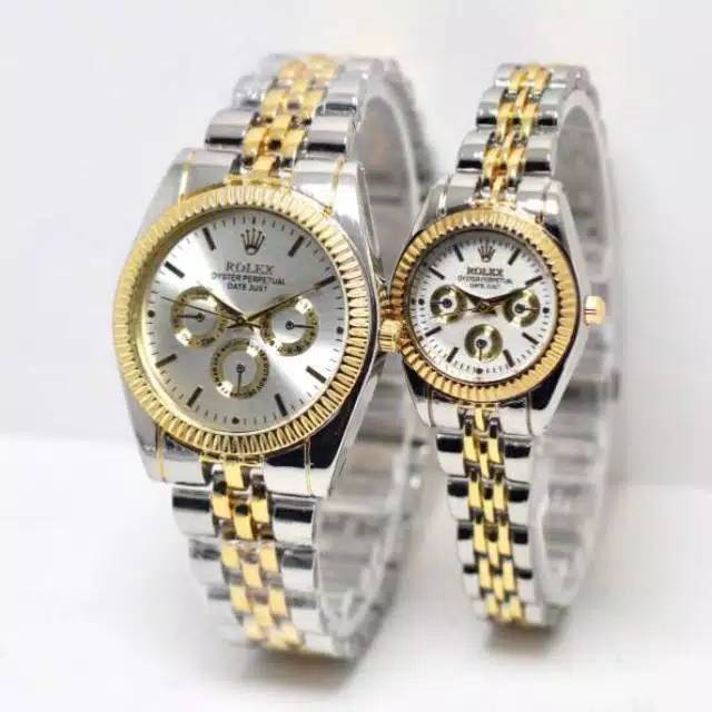 Jam Tangan Couple Rolex Konbinasi Strap Rantai (Dikirim Dari Jakarta)