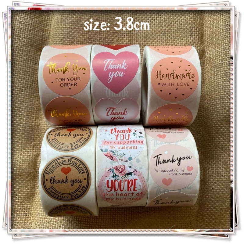 

5pcs label sticker thank you / handmade size 3.8cm (1set=5biji)