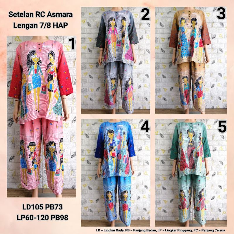 COD Setelan RC Asmara Lengan 7/8 HAP Adem Busui Friendly Piyama BU TEJO KMCT