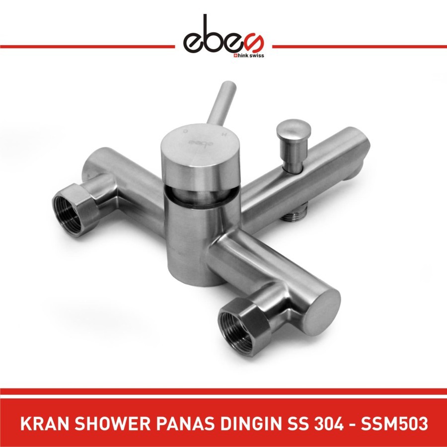 Set Lengkap Shower Mandi Set Mixer Panas Dingin Stainless Steel Ebes SS304