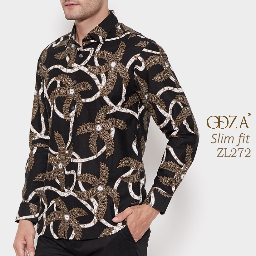 Odza Atasan Baju  Kemeja Batik  Pesta Pria Long Sleeves 