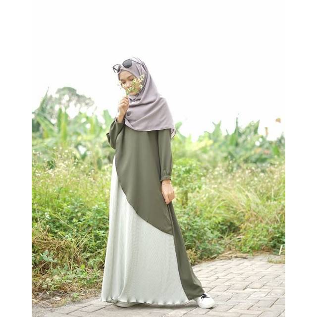 Gamis Safa Olive Ori Sekararum Fashion