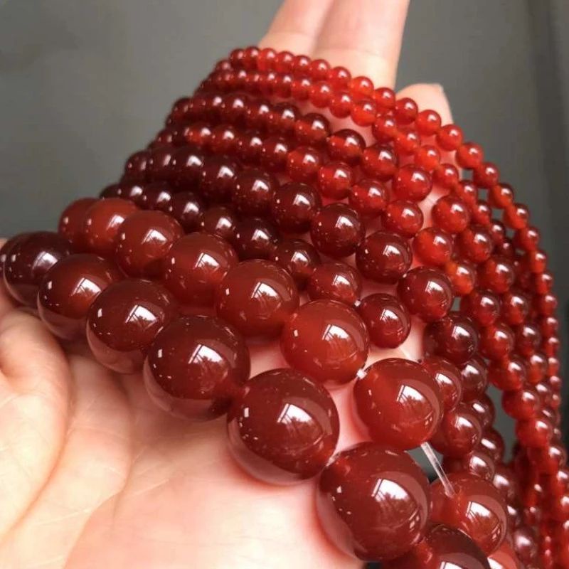 Manik batu karnelian 4-10mm Kuarsa Bulat Alami Red Agate Crystal