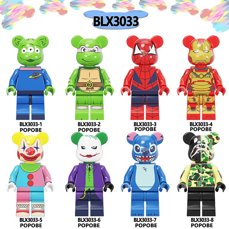 1pc Mainan Puzzle Balok Bangunan Minifigures Kartun Gloomy Bear Spider-Man Turtles Bahan ABS Untuk Anak