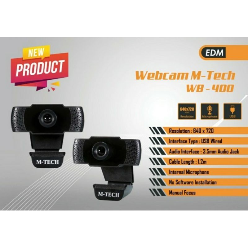 Webcam Mtech WB400 720P Built In Microphone