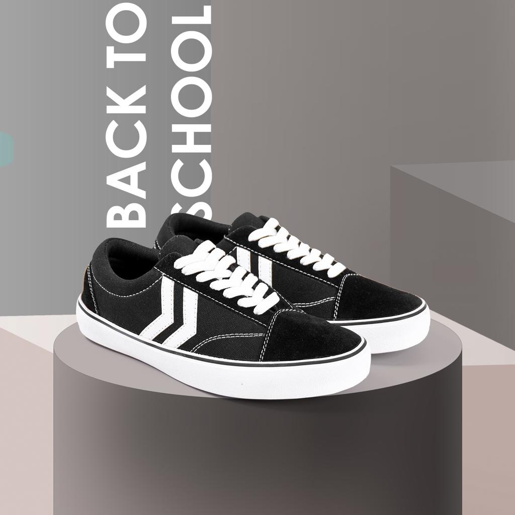 Sepatu Pria Sneakers Casual - Sepatu Sekolah Pria &amp; Wanita Robweld Warna Hitam bisa bayar ditempat