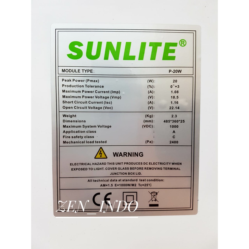 Solar Panel Surya Solar Cell 20 WP 20 Watt 20 W Poly Sunlite