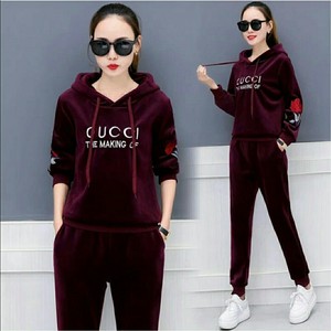 fashion wanita pakaian jagging Setelan Hoodie Gucci