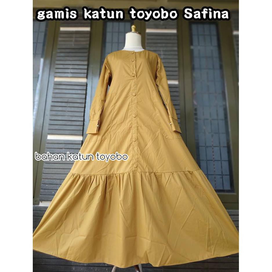 Terbaru Gamis Katun Toyobo Safina / Toyobo Rempel Bawah /Toyobo Variasi Kancing High Quality