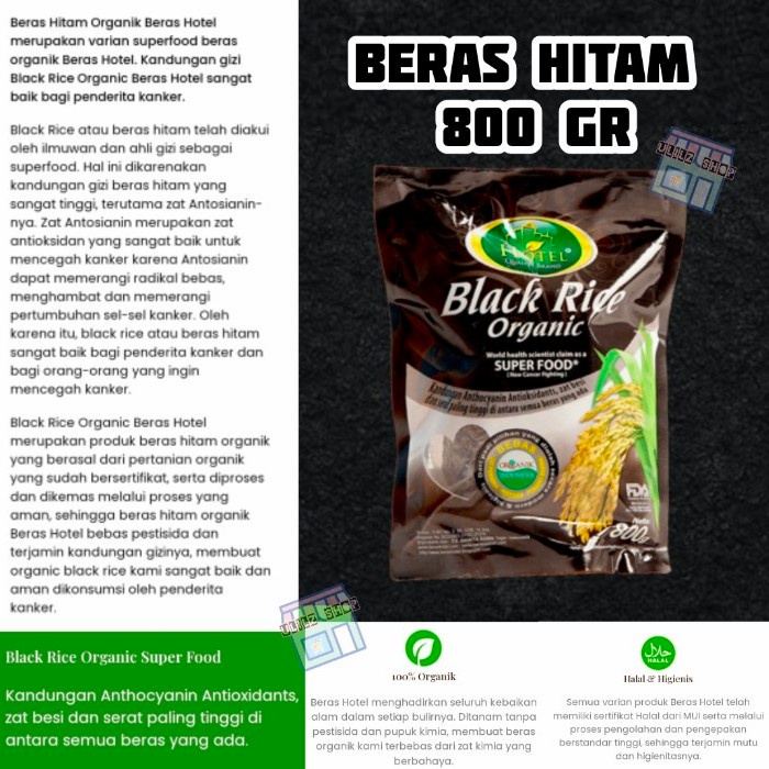 

BERAS HOTEL SUGAR FREE / BERAS MERAH / BERAS ORGANIK 2 KG - Hitam800gr