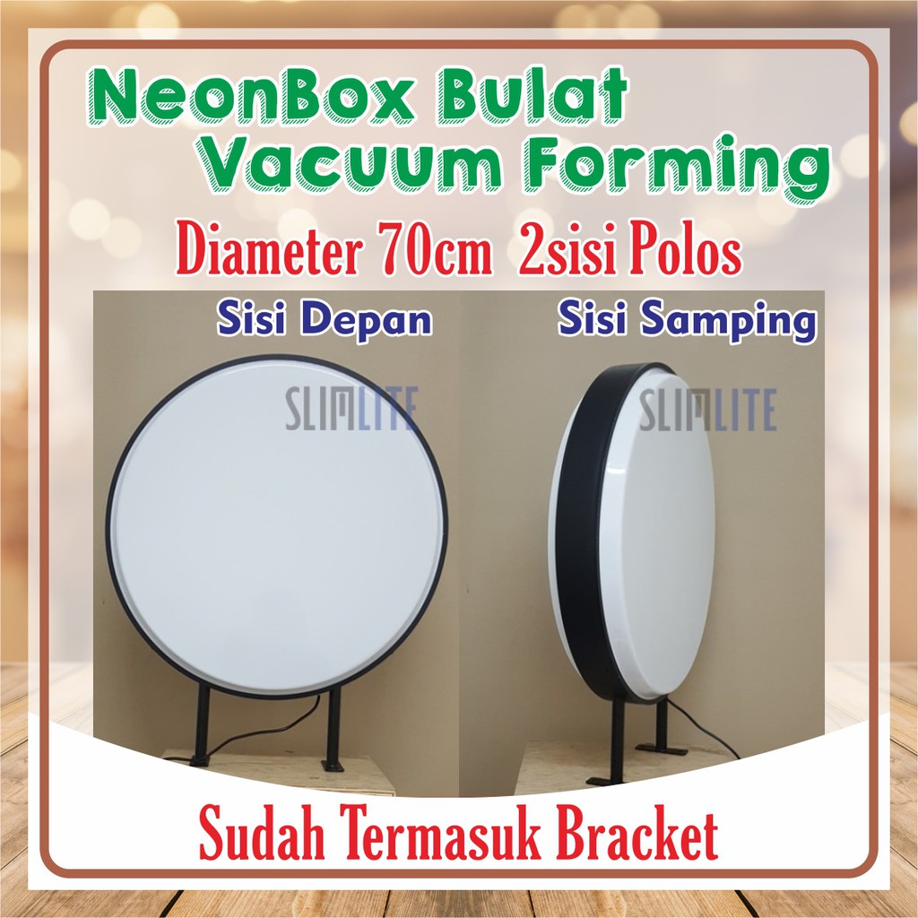 Neon Box Bulat 70cm 2sisi Vacuum Polos Tebal Frame 8cm | Neon Box Bulat (RF80-VF70-2s) NBB Diameter 