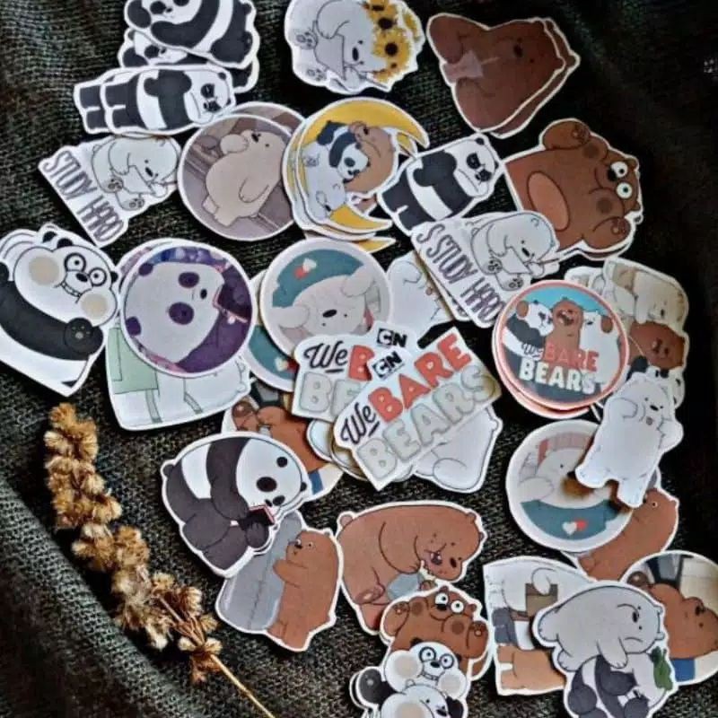 GAEKOPEDIA || NO GLOSSY STIKER TUMBLR AESTHETIC 30-48Pcs STICKER ESTETIK RETRO UNIK-We Bare Bear