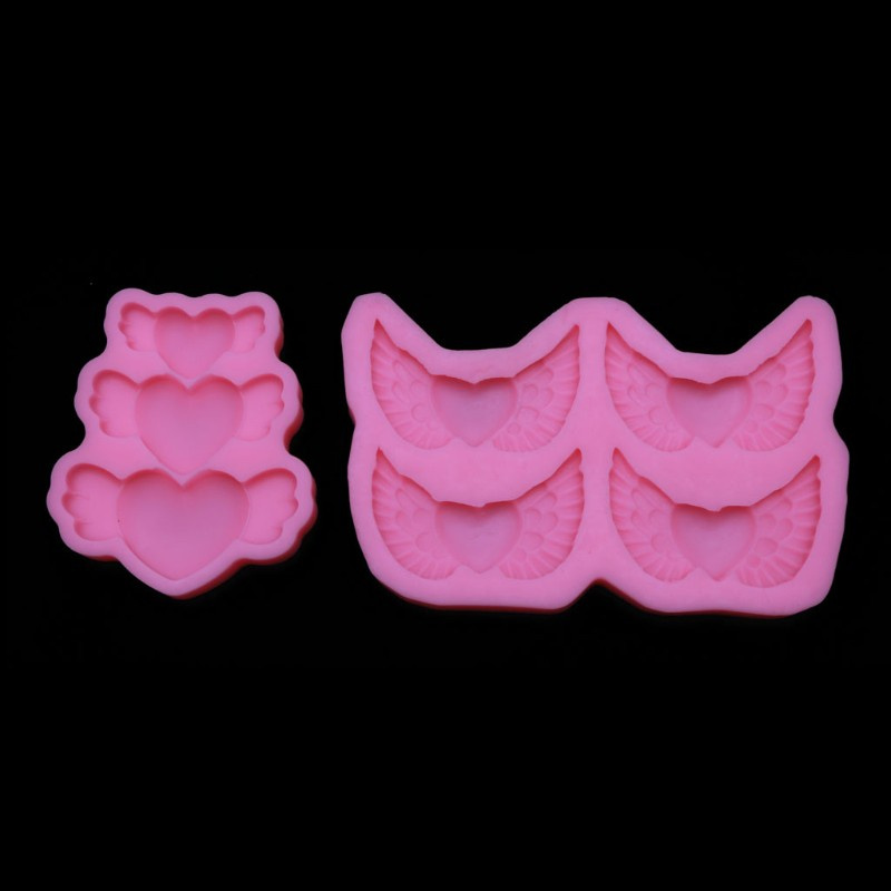 Glitter 2Pcs Handmade Heart Wing Silicone Resin Mold Resin Casting Mould Polymer Clay Crafting Resin Epoxy Jewelry Making Tools