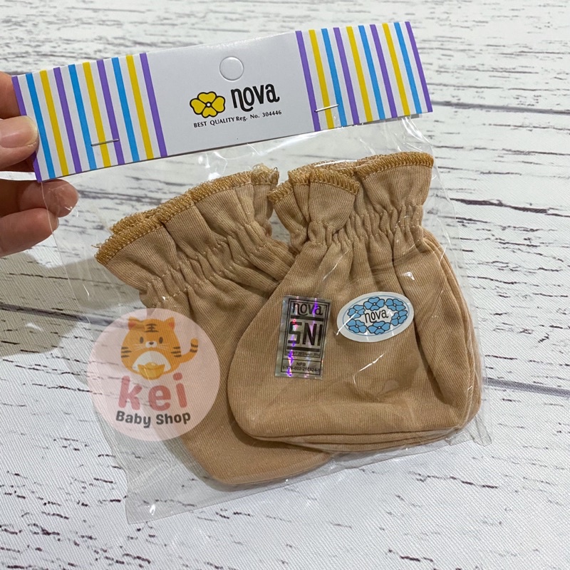 Nova Sarung Tangan Kaki Bayi Newborn Coklat - STK Mittens Booties Bayi Newborn Nova