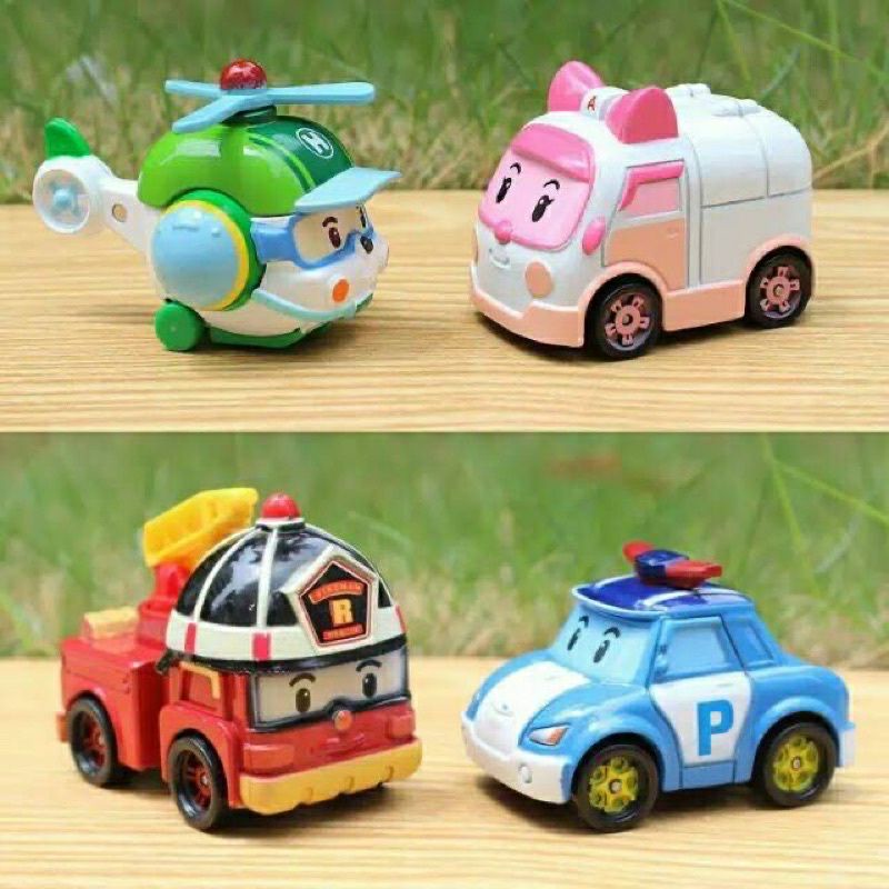 (isi 4 pcs) MAINAN MOBIL MINI ANAK ROBOCAR POLI PULL BACK CAR
