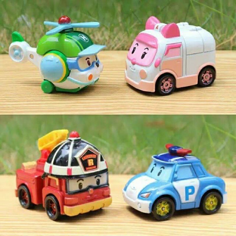 (isi 4 pcs) MAINAN MOBIL MINI ANAK ROBOCAR POLI PULL BACK CAR