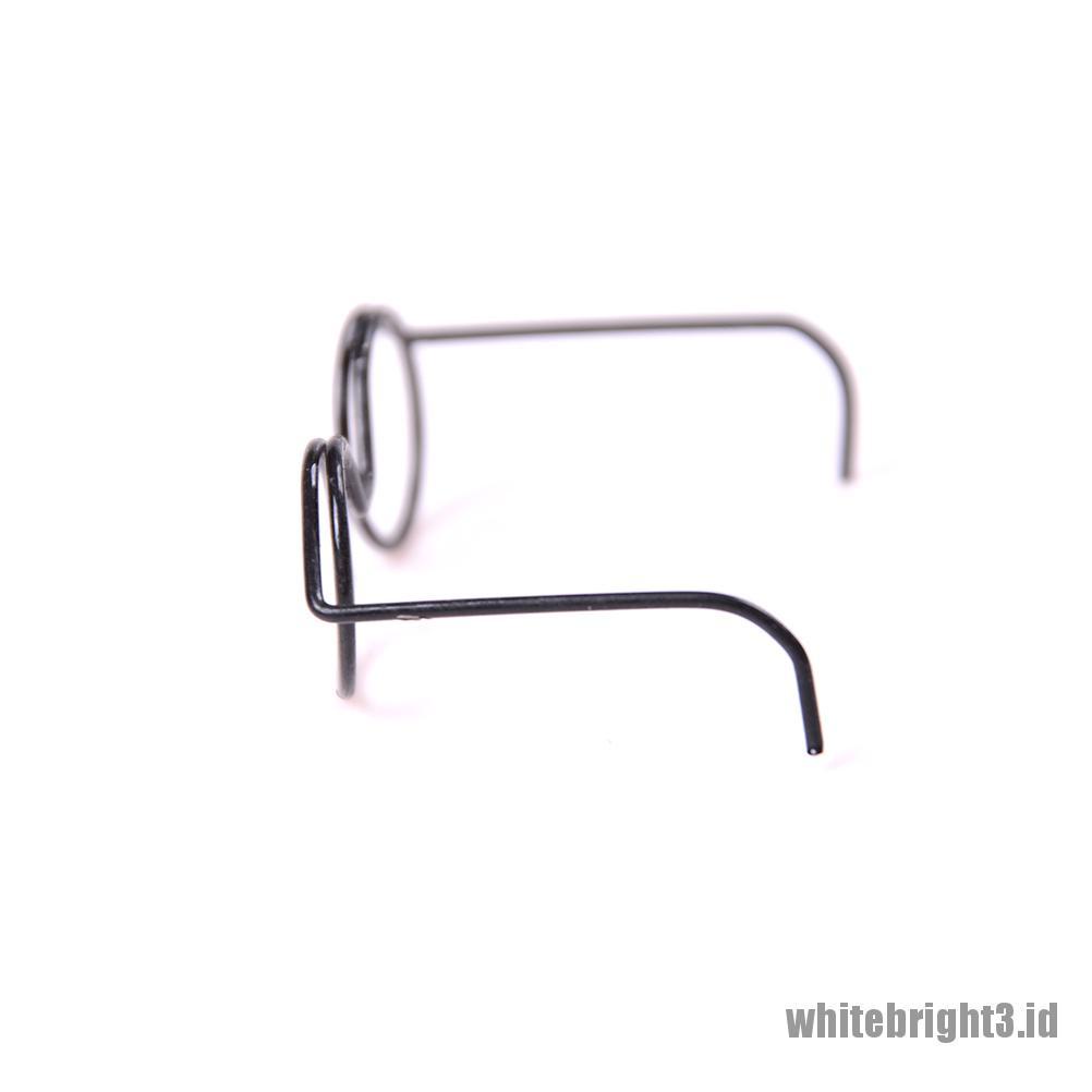 (white3) 2pcs Kacamata Frame Bulat Tanpa Lensa Gaya Retro Untuk Boneka BJD 1 / 6 30cm