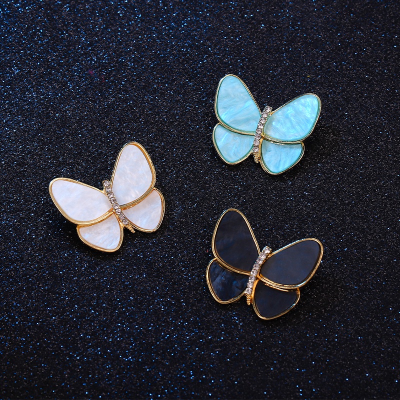 Pin Butterfly Berlian Imitasi 3 Warna Untuk Aksesoris Pakaian
