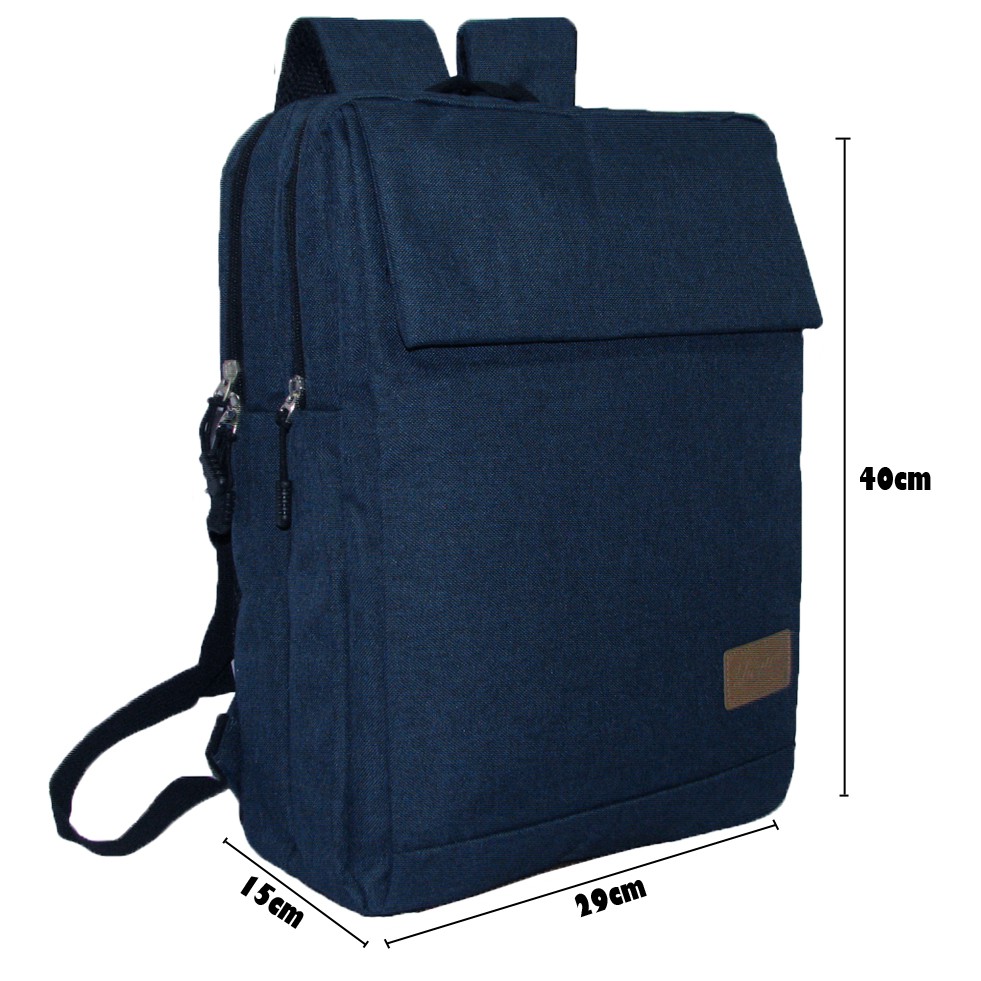 Tas Ransel Pria Backpack Korean Style / Tas Kerja Wisdom - Biru Navy