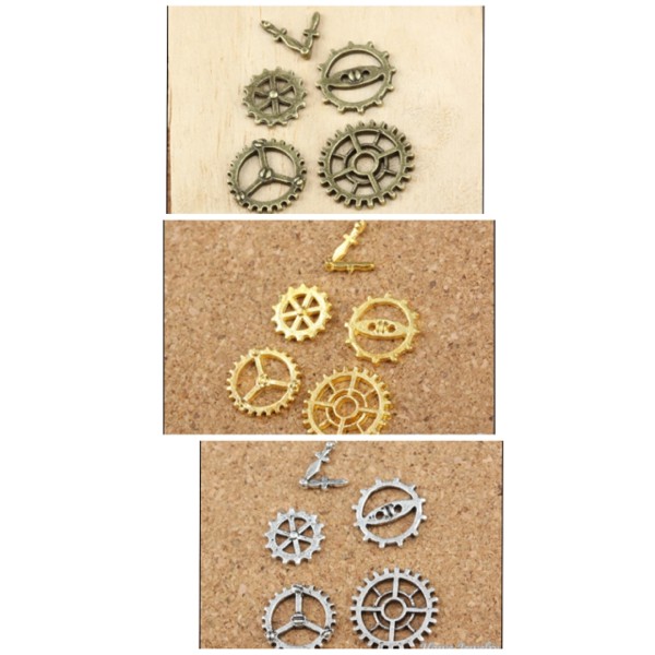 gear charm small set beads steampunk clay scrapbook aksesoris small