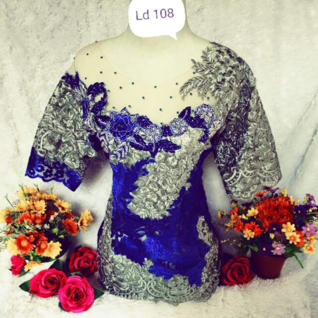 Kebaya payet jepang biru silver
