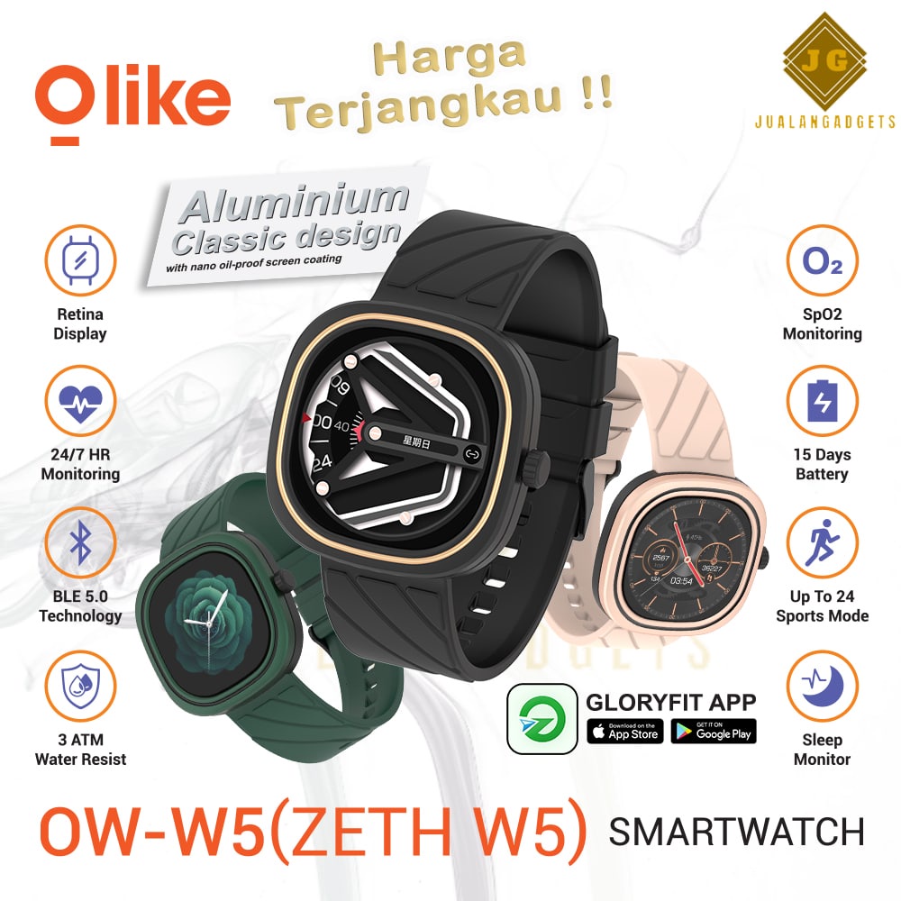 Olike OW-W5 Smartwatch ZETH W5 Blood Oxygen Monitor - Garansi Resmi