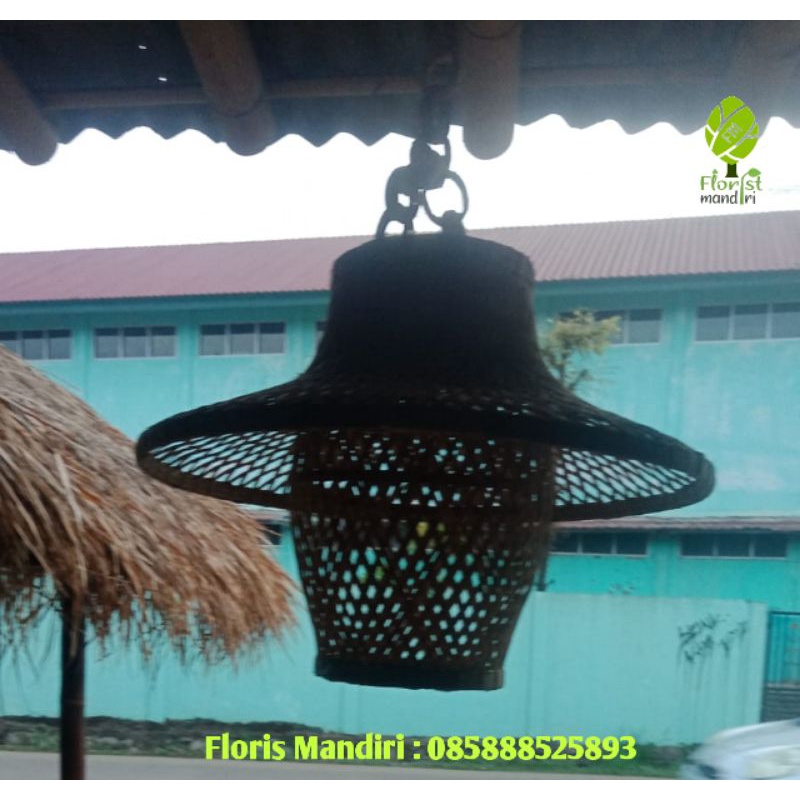 kap lampu anyaman rotan + Tali