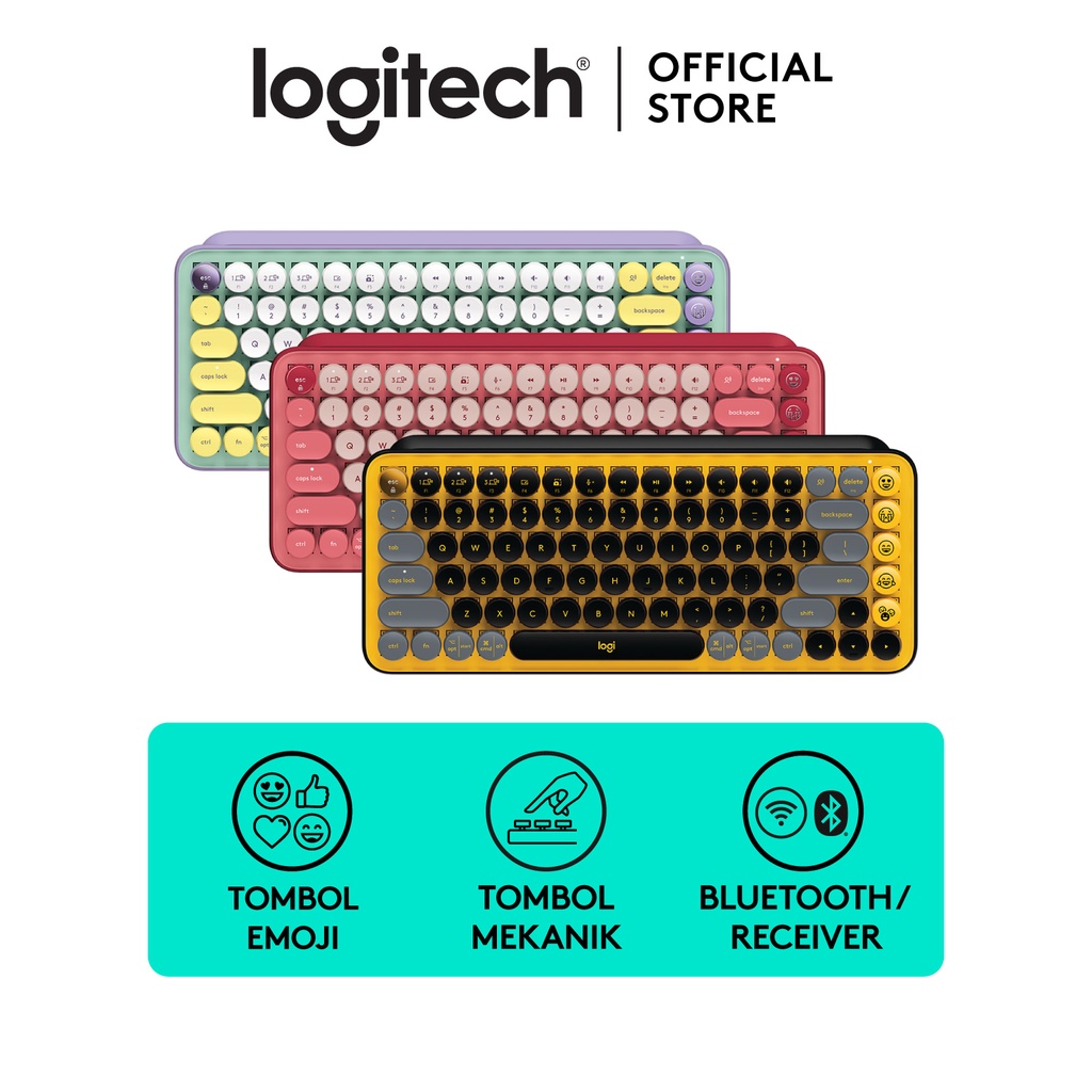 Logitech POP KEYS Keyboard Wireless Mechanical Compact, Emoji Keys